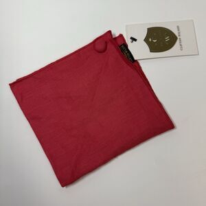 Clifton Wilson English Red 100% Linen Pocket Square With Button New